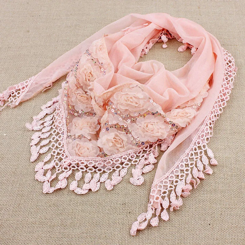 150*50CM7 Colors Tassel Scarf women Embroidered Flower Scarf Bib SM6