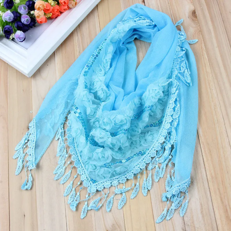 150*50CM7 Colors Tassel Scarf women Embroidered Flower Scarf Bib SM6