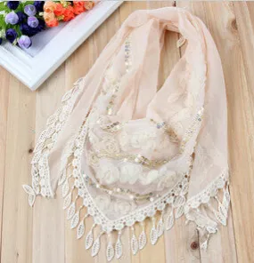 150*50CM7 Colors Tassel Scarf women Embroidered Flower Scarf Bib SM6