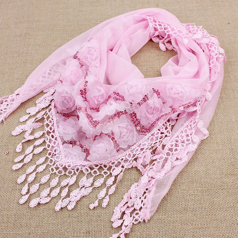 150*50CM7 Colors Tassel Scarf women Embroidered Flower Scarf Bib SM6