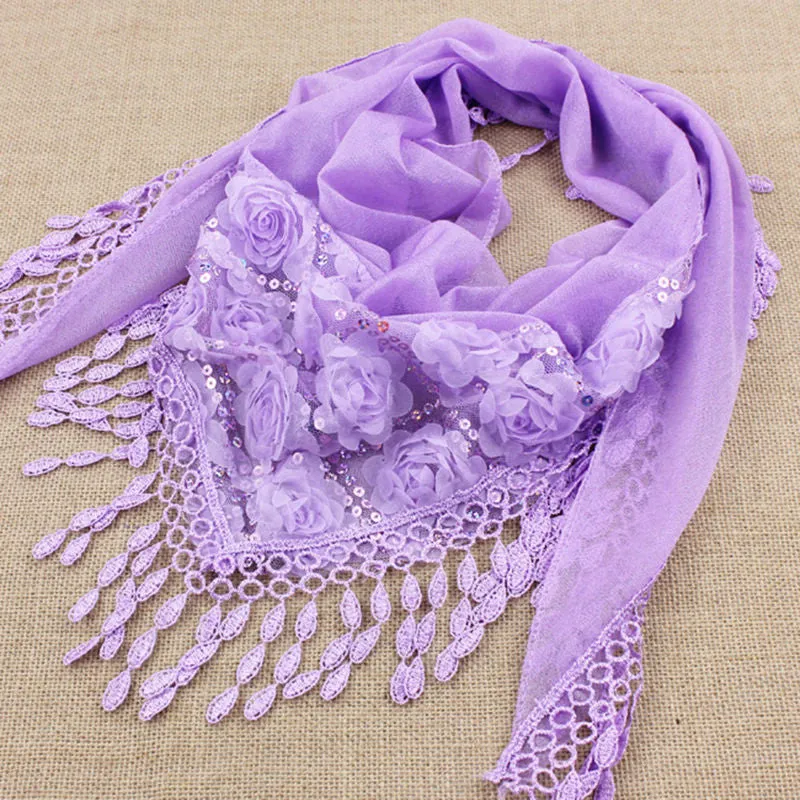 150*50CM7 Colors Tassel Scarf women Embroidered Flower Scarf Bib SM6