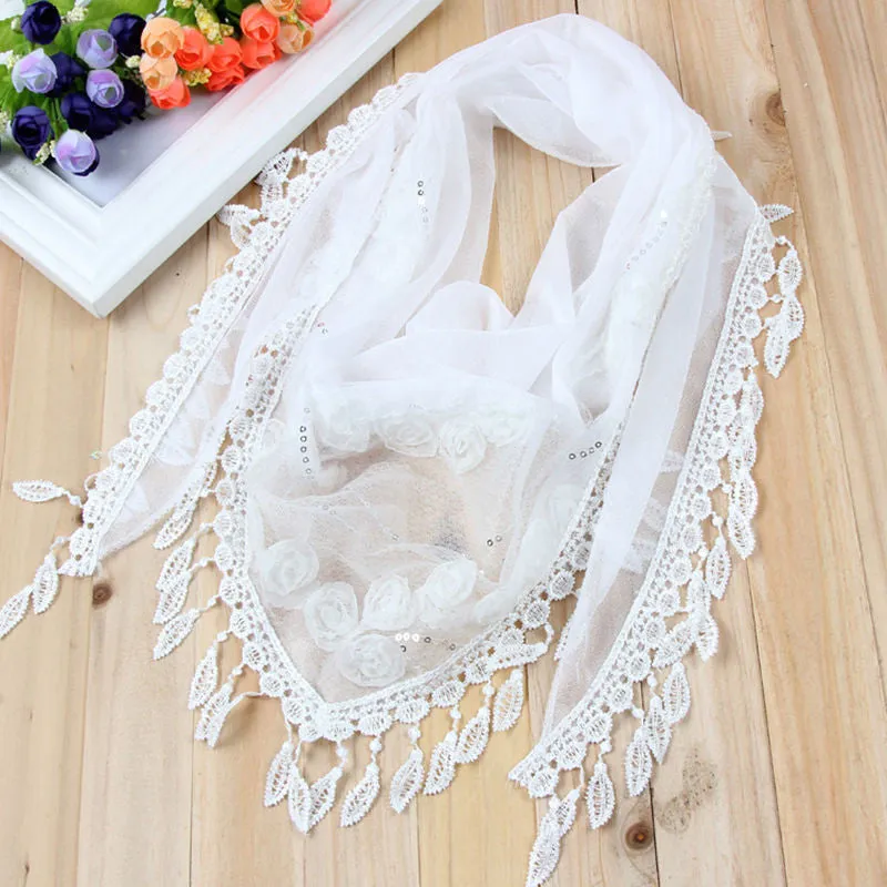 150*50CM7 Colors Tassel Scarf women Embroidered Flower Scarf Bib SM6