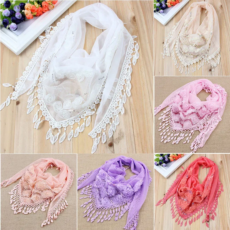 150*50CM7 Colors Tassel Scarf women Embroidered Flower Scarf Bib SM6