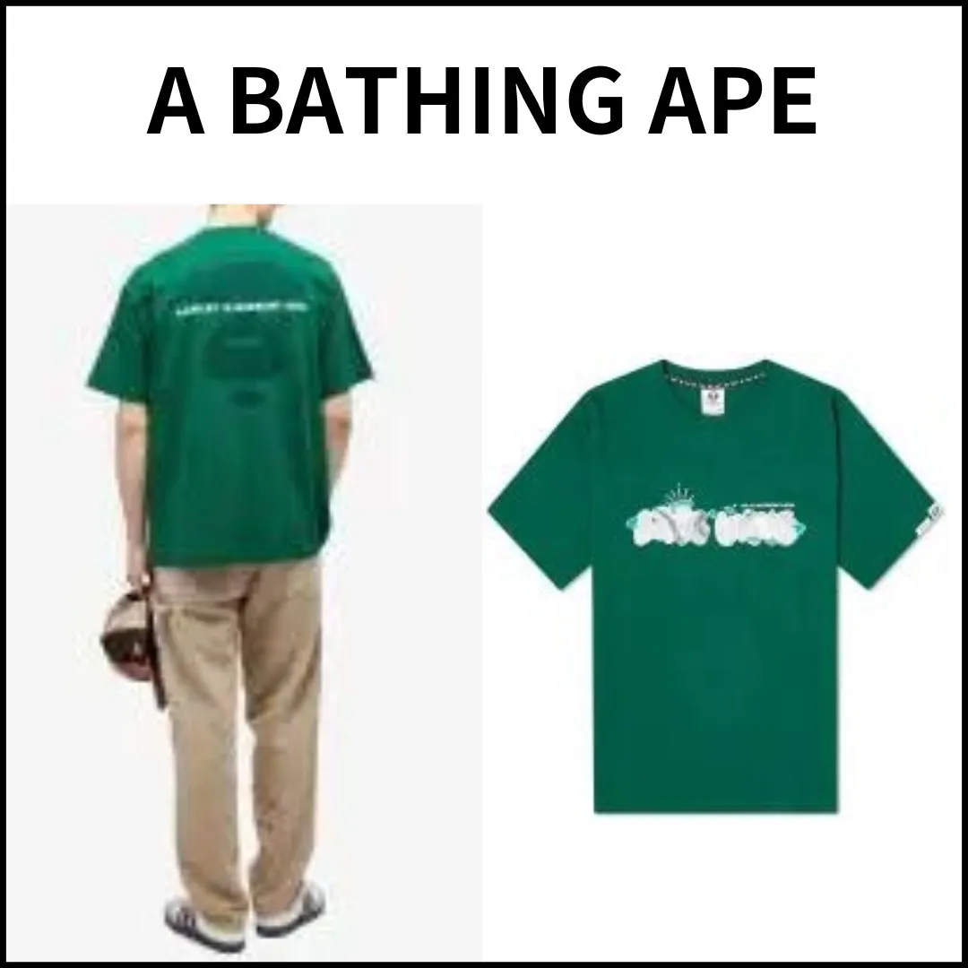 A BATHING APE  |Crew Neck Unisex Street Style Cotton Short Sleeves Oversized