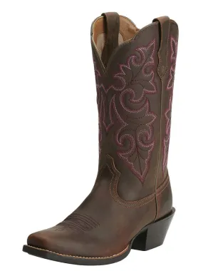 Ariat 10014172 Womens Round Up Square Toe Western Boot Powder Brown