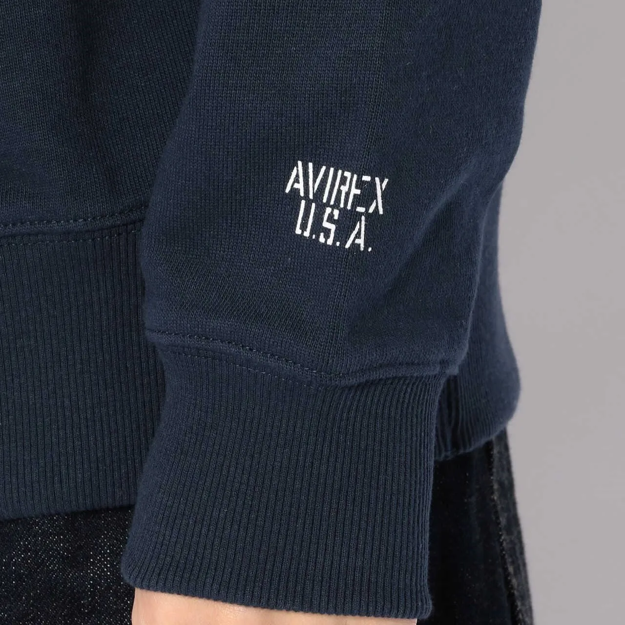 AVIREX  |Unisex Street Style U-Neck Long Sleeves Plain Cotton