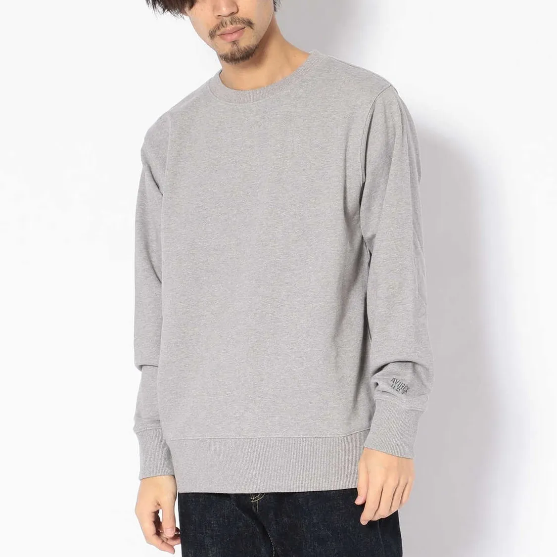 AVIREX  |Unisex Street Style U-Neck Long Sleeves Plain Cotton