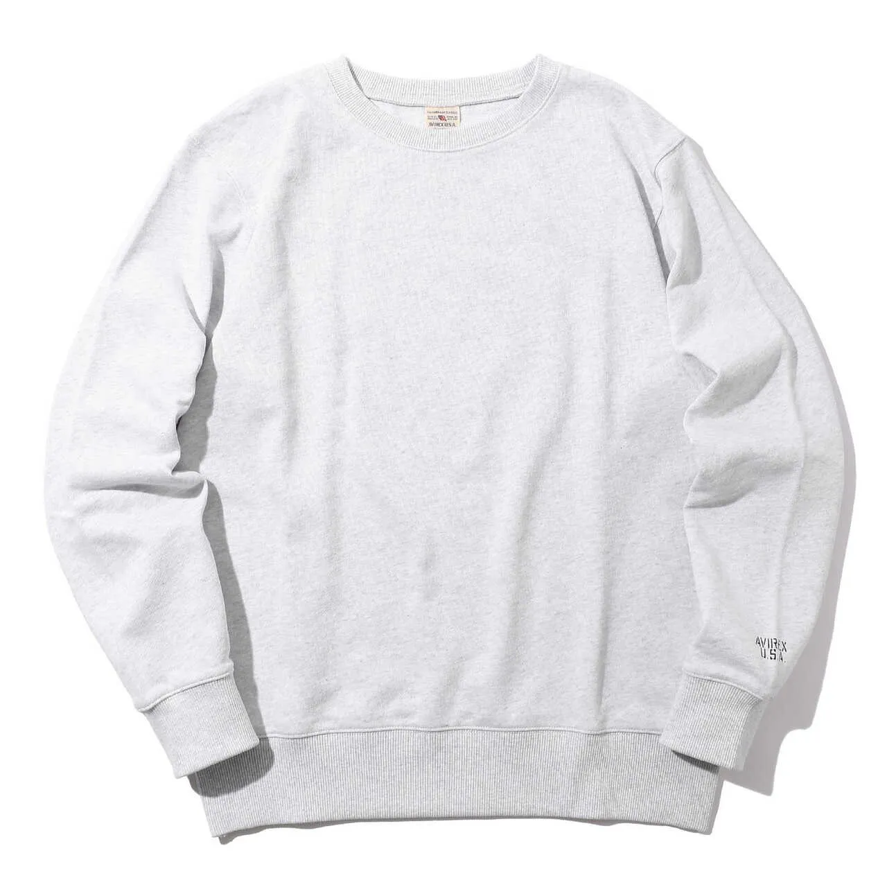 AVIREX  |Unisex Street Style U-Neck Long Sleeves Plain Cotton