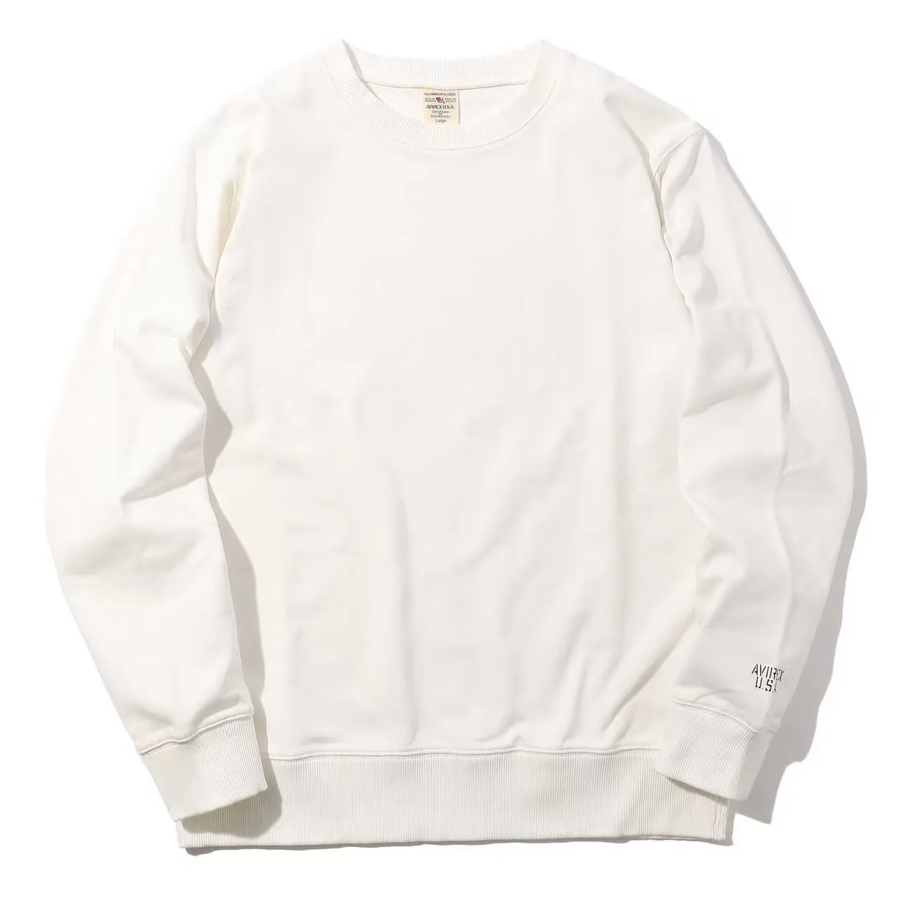 AVIREX  |Unisex Street Style U-Neck Long Sleeves Plain Cotton