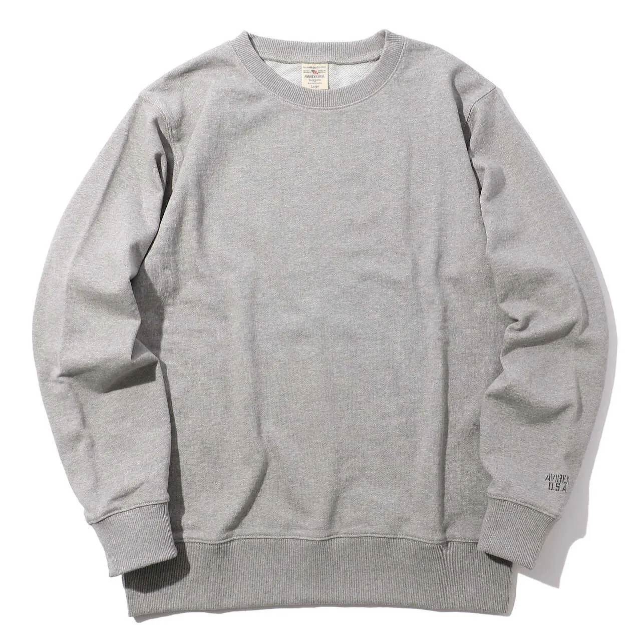 AVIREX  |Unisex Street Style U-Neck Long Sleeves Plain Cotton