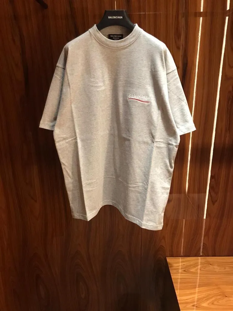 BALENCIAGA  |Men's political campaign large fit t-shirt  in grey