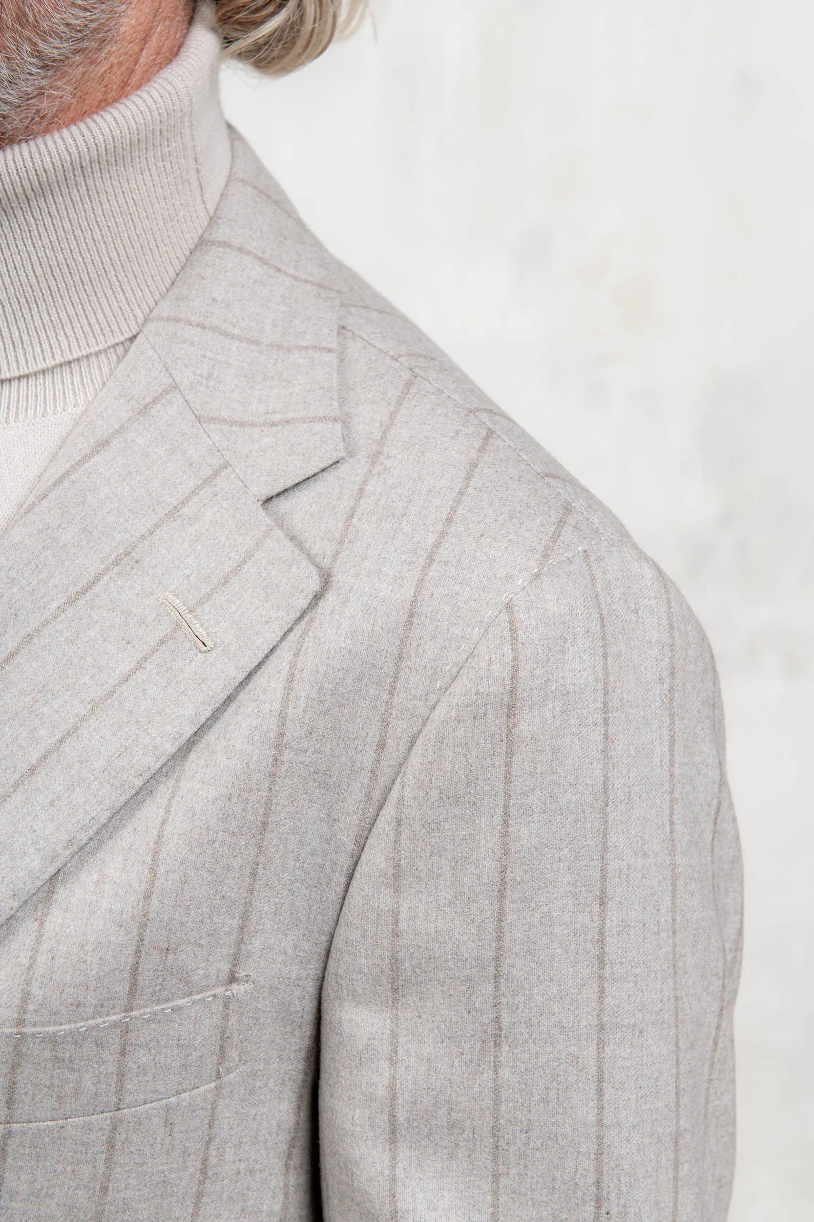 Beige striped flannel suit - Made in Italy