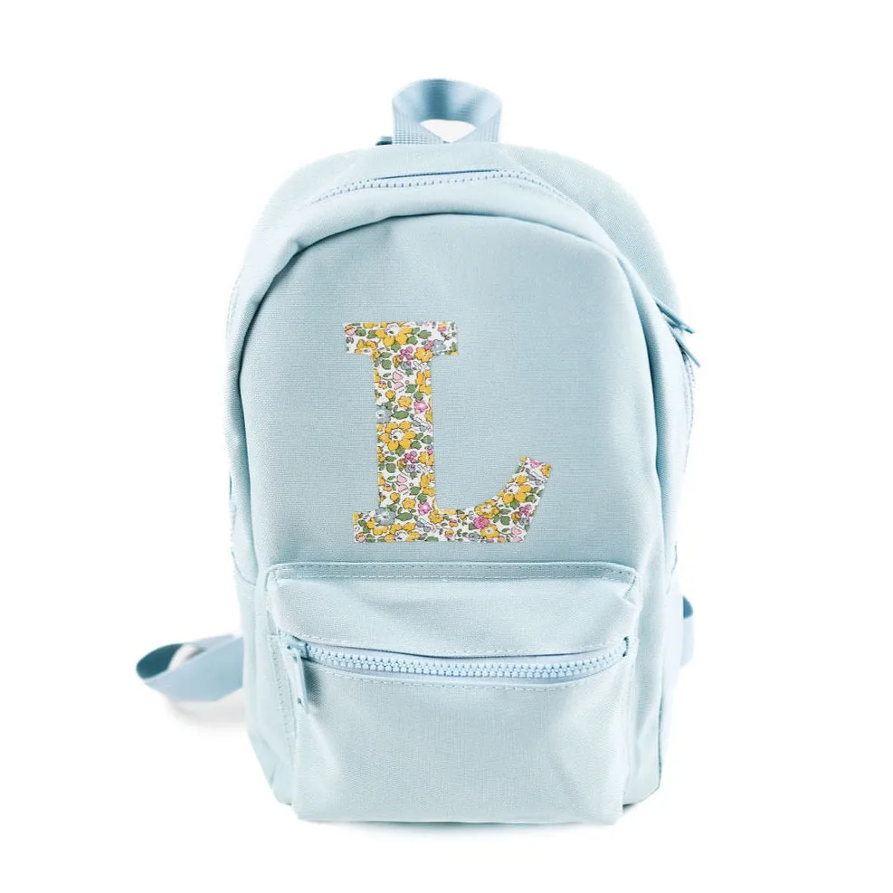 Betsy Ann Yellow Liberty of London Initial Small Backpack - Light Blue