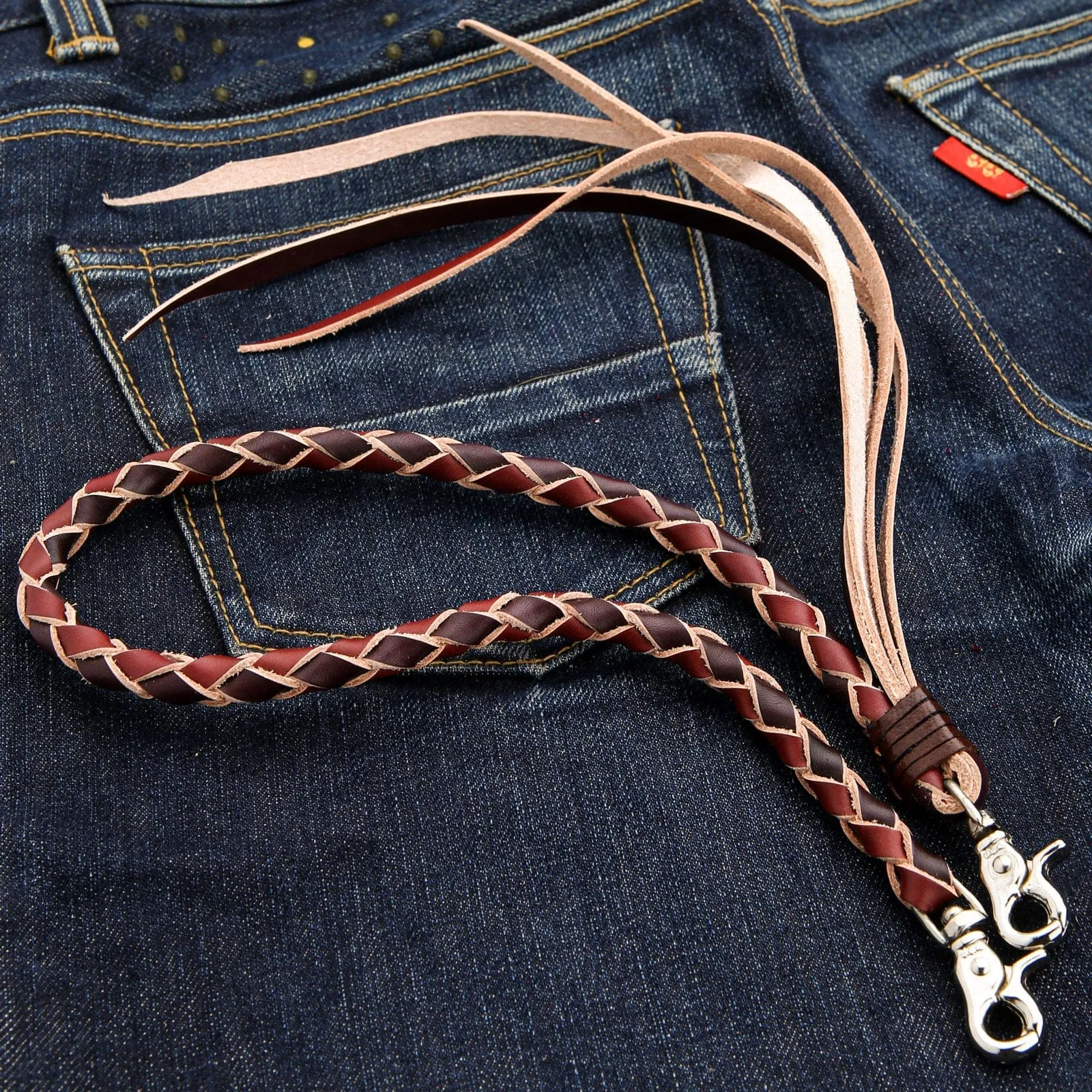 Black Brown Genuine Leather Wallet Chain