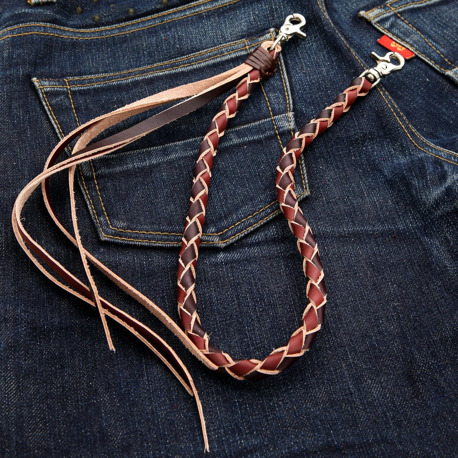 Black Brown Genuine Leather Wallet Chain