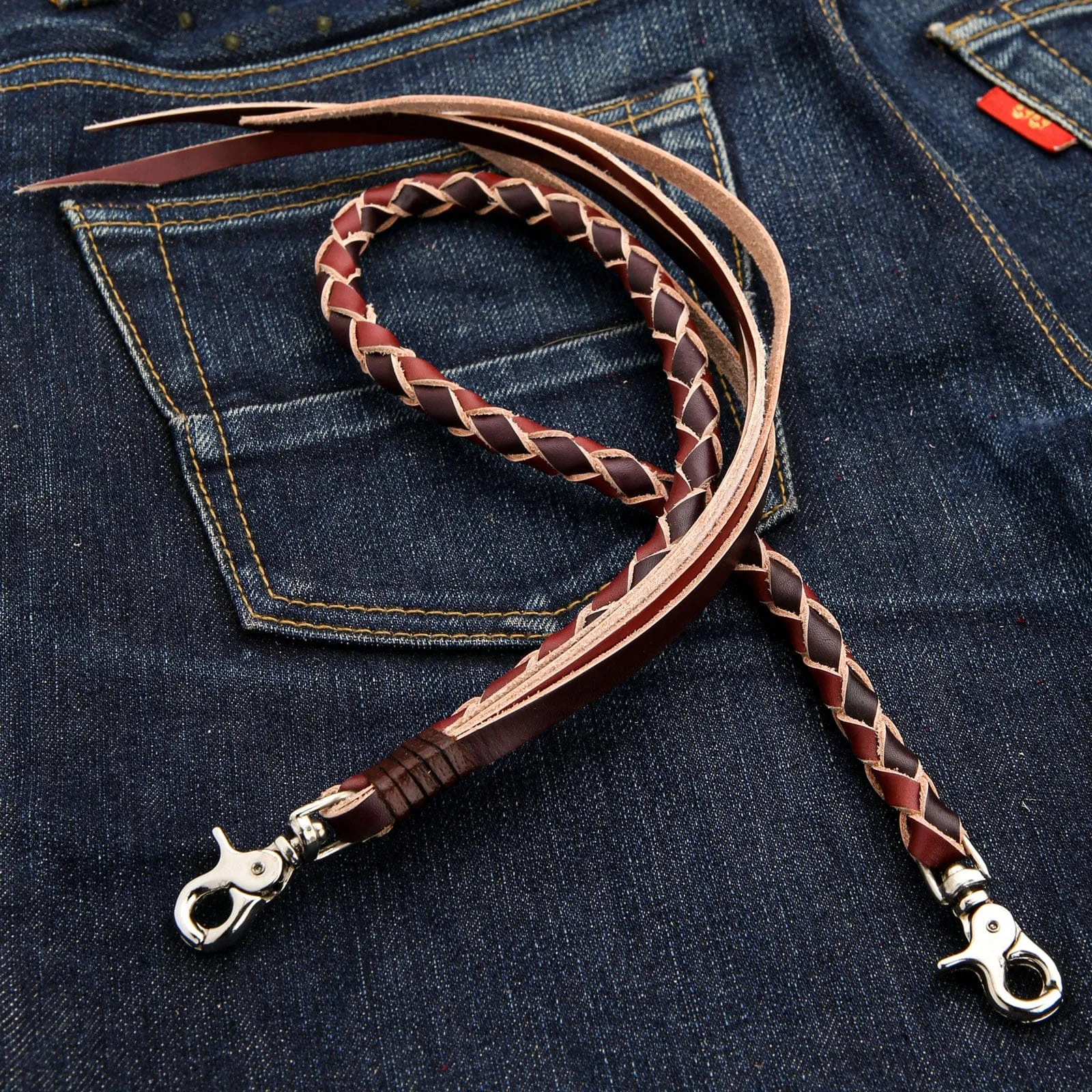 Black Brown Genuine Leather Wallet Chain