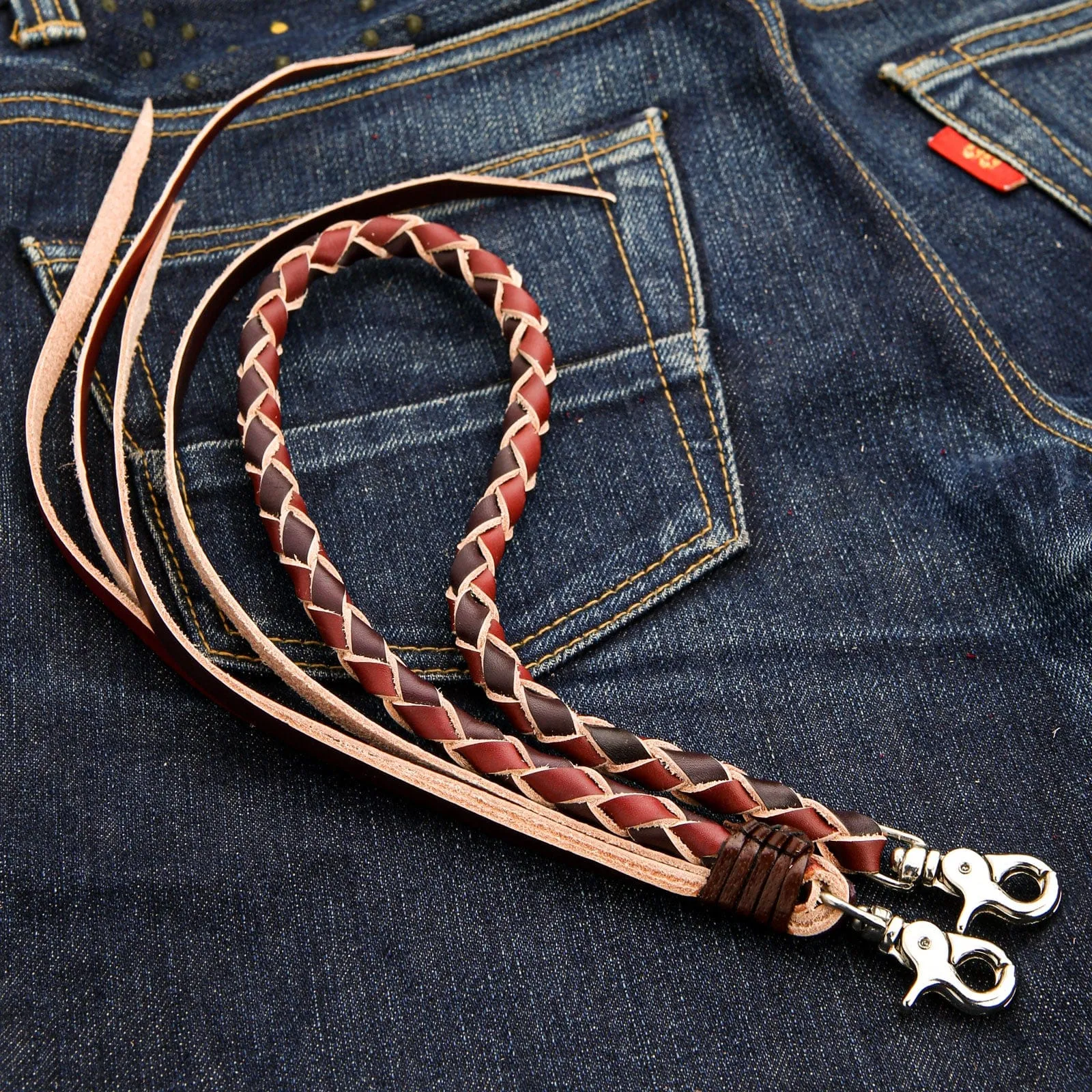 Black Brown Genuine Leather Wallet Chain