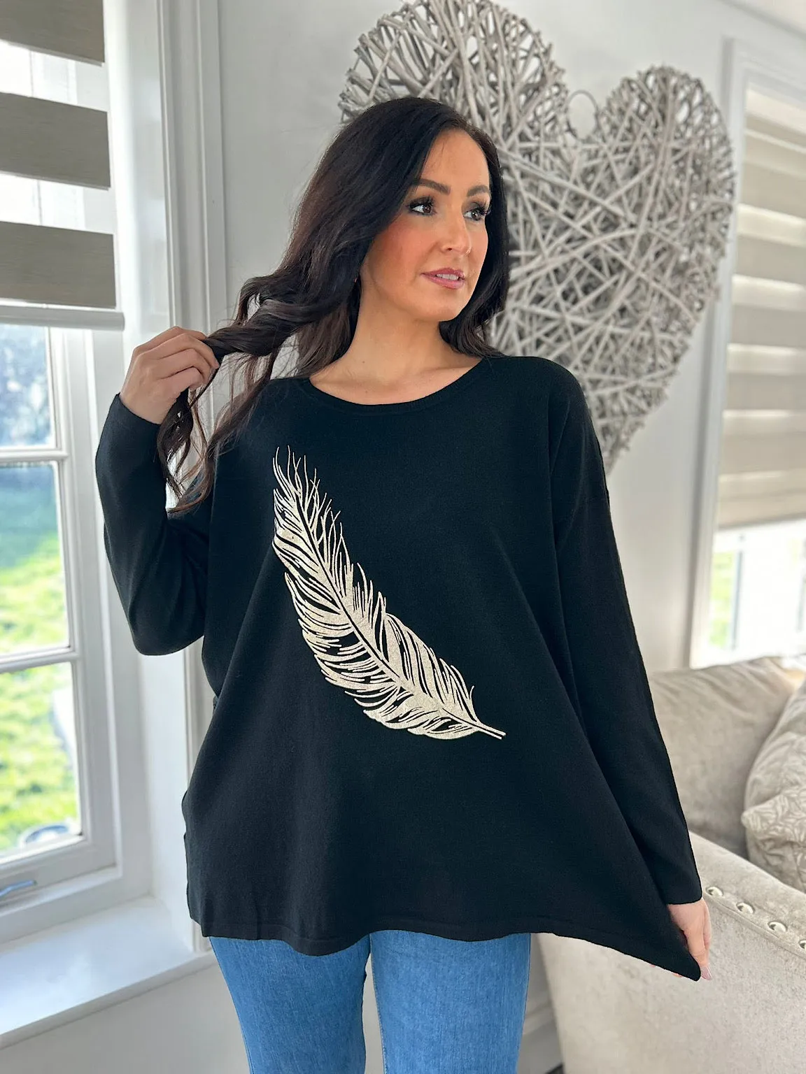 Black Gold Feather Knit Kimmy