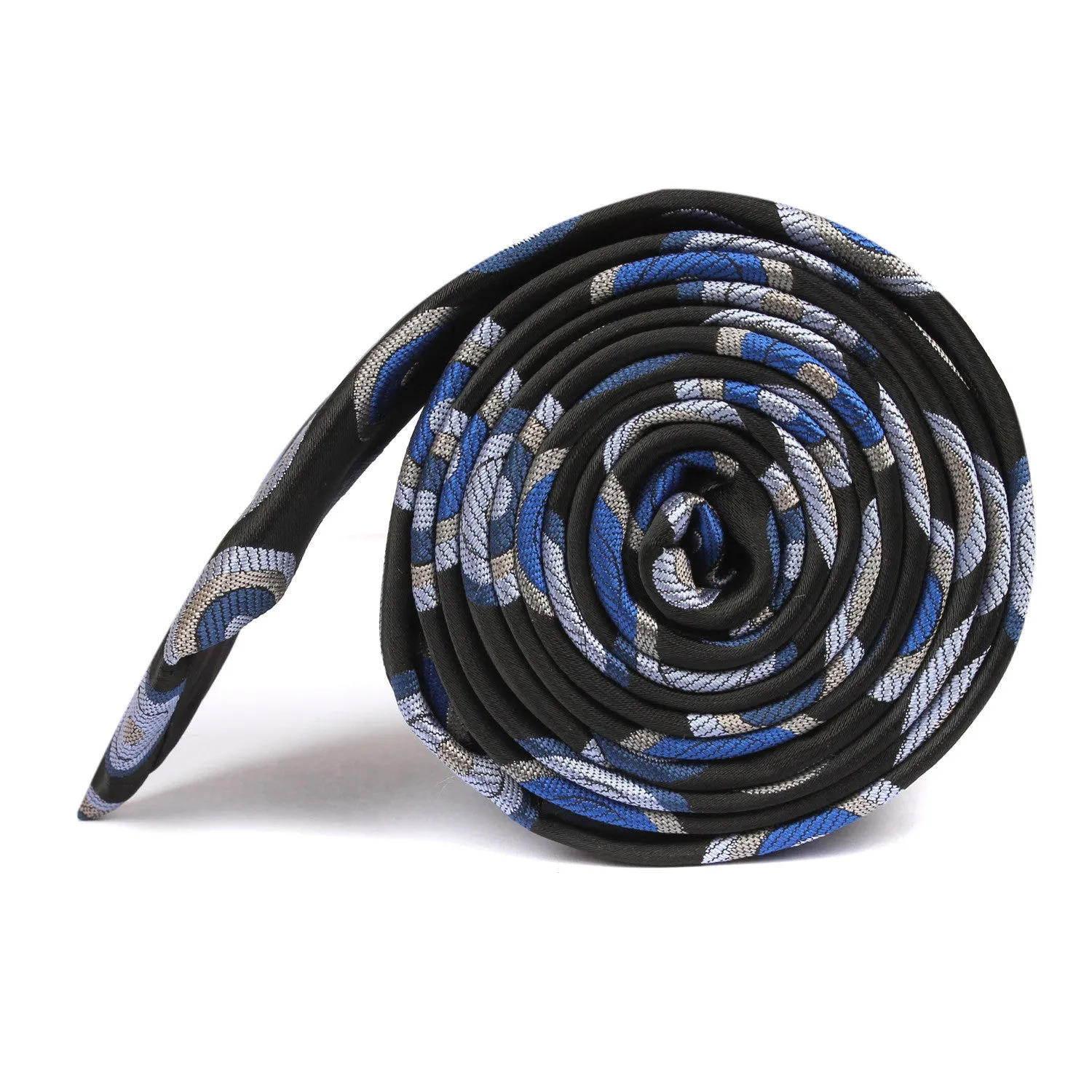 Black with Blue Circle - Skinny Tie