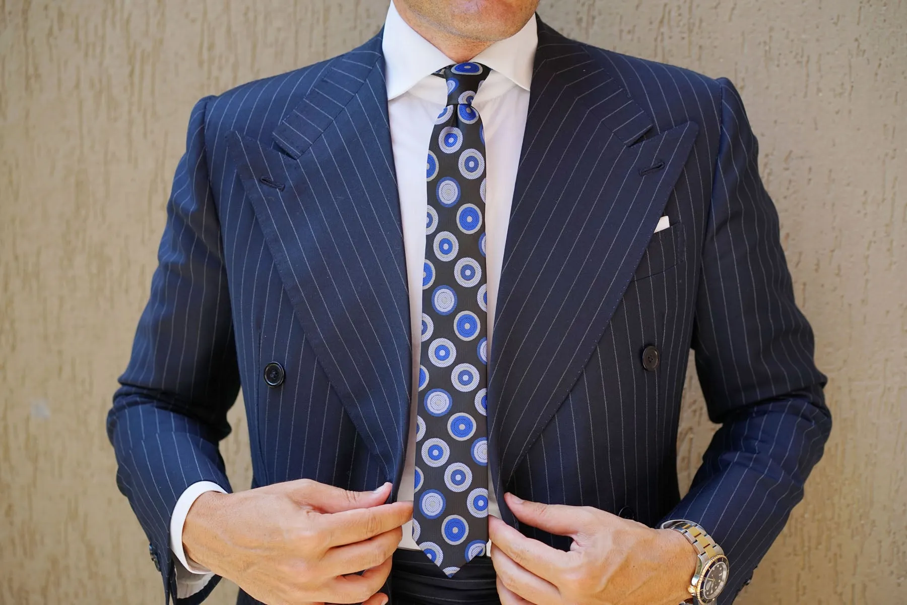 Black with Blue Circle - Skinny Tie