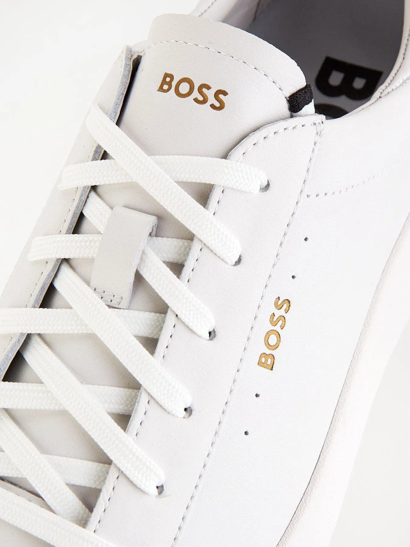 BOSS Belwar Gold Logo Leather Lace Sneaker