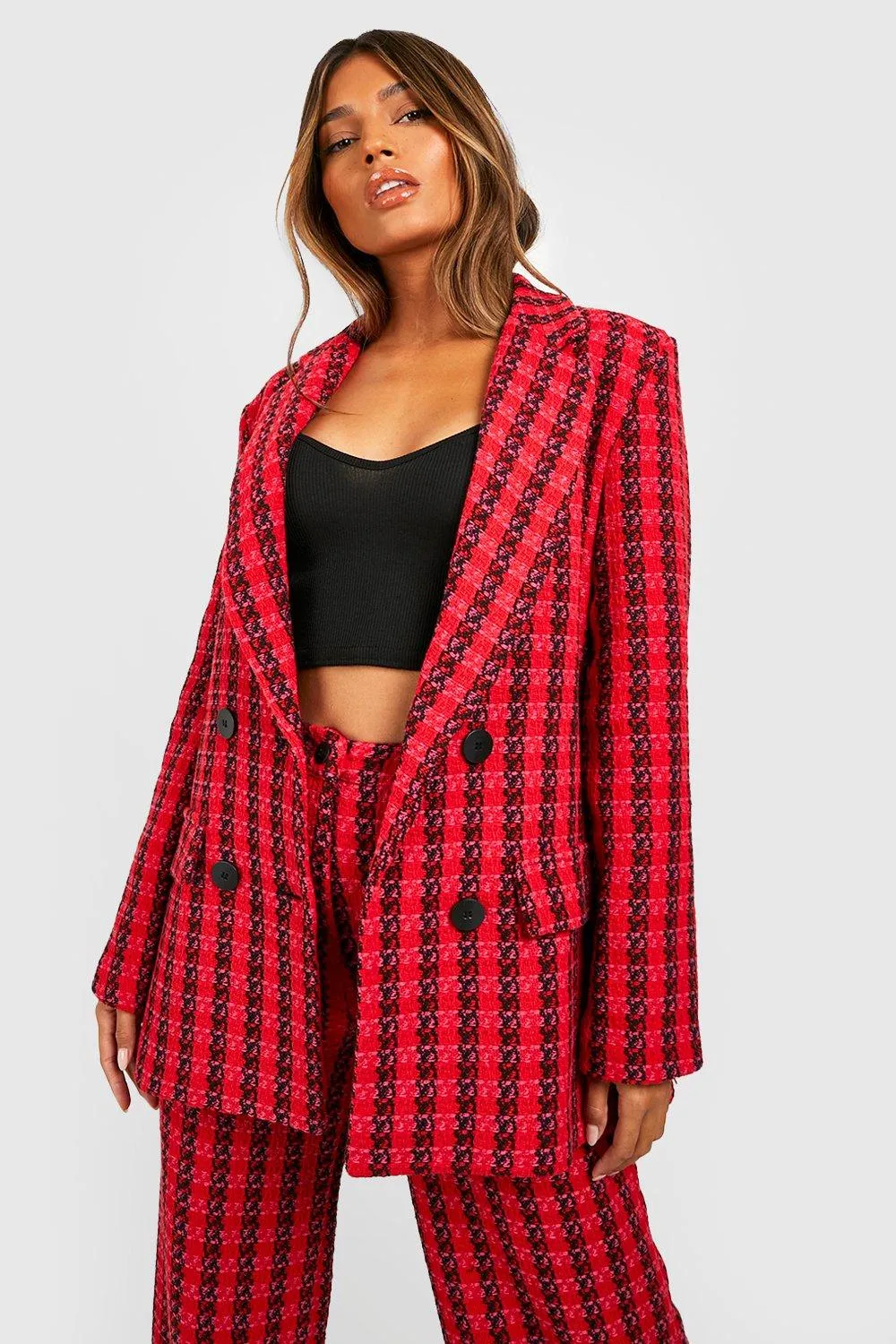 Boucle Double Breasted Tailored Blazer