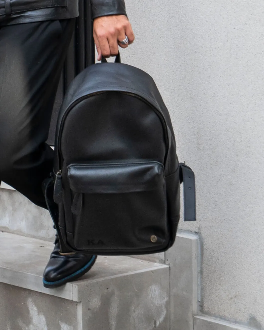 Branded Leather Backpack