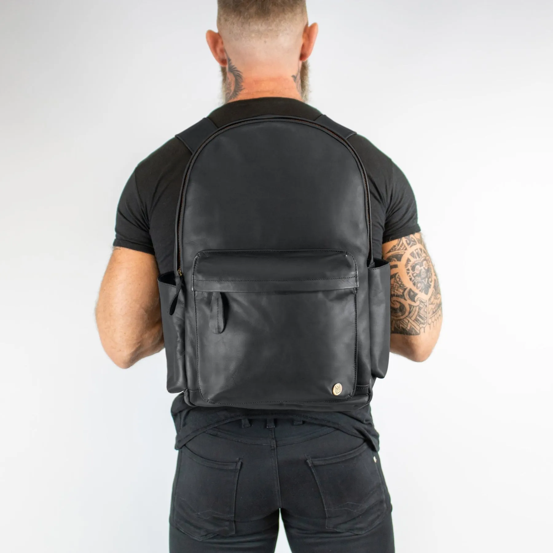 Branded Leather Backpack