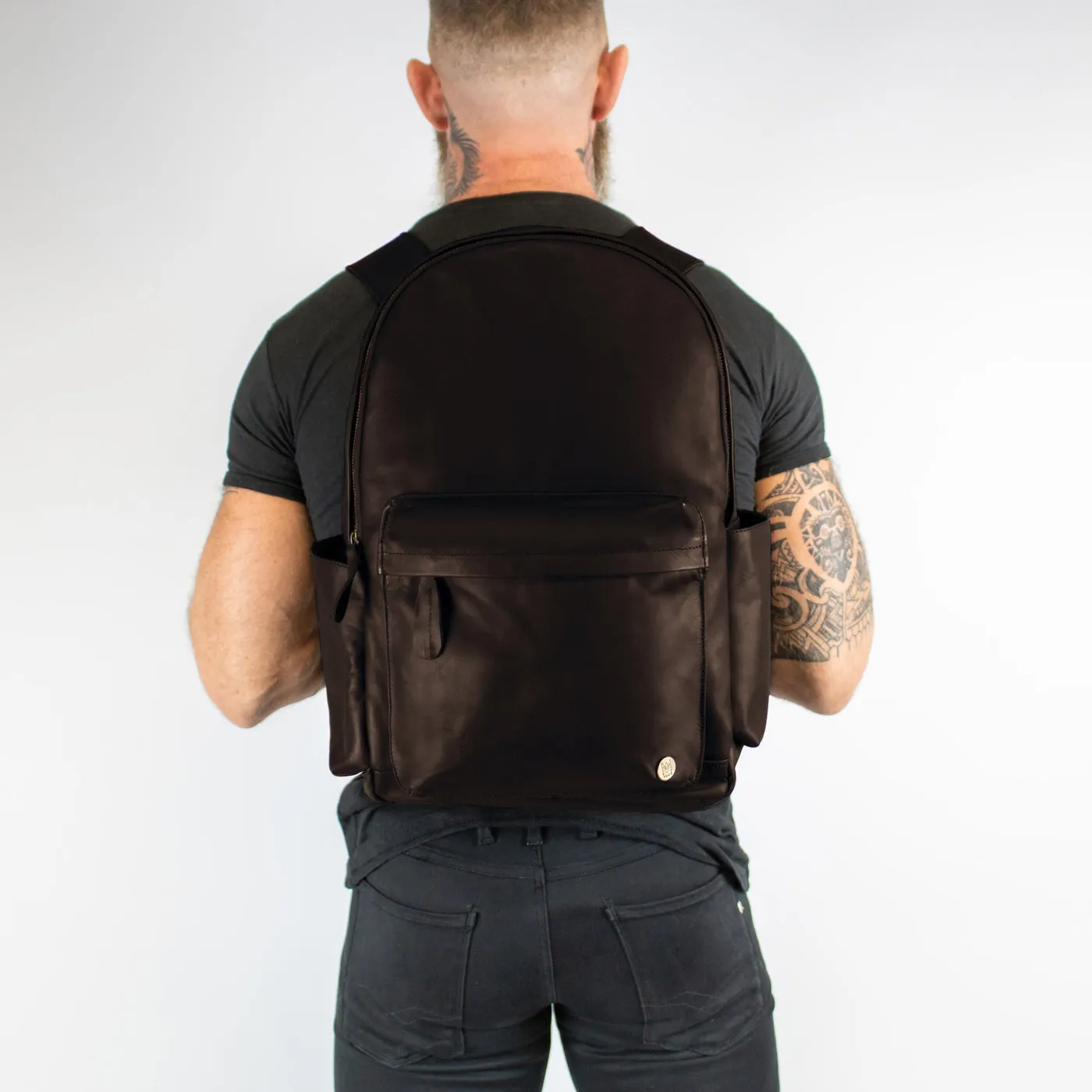 Branded Leather Backpack