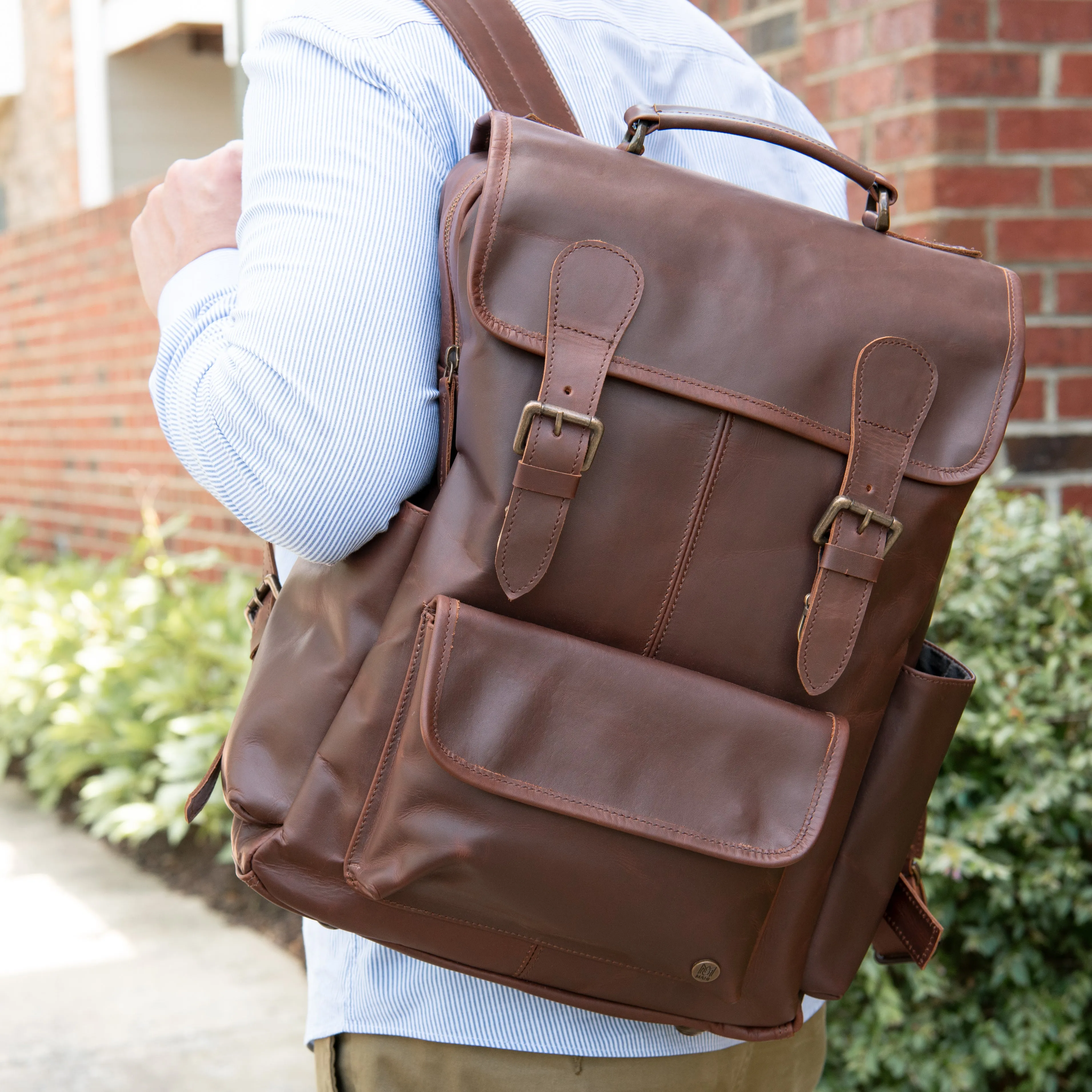 Branded Leather Backpack