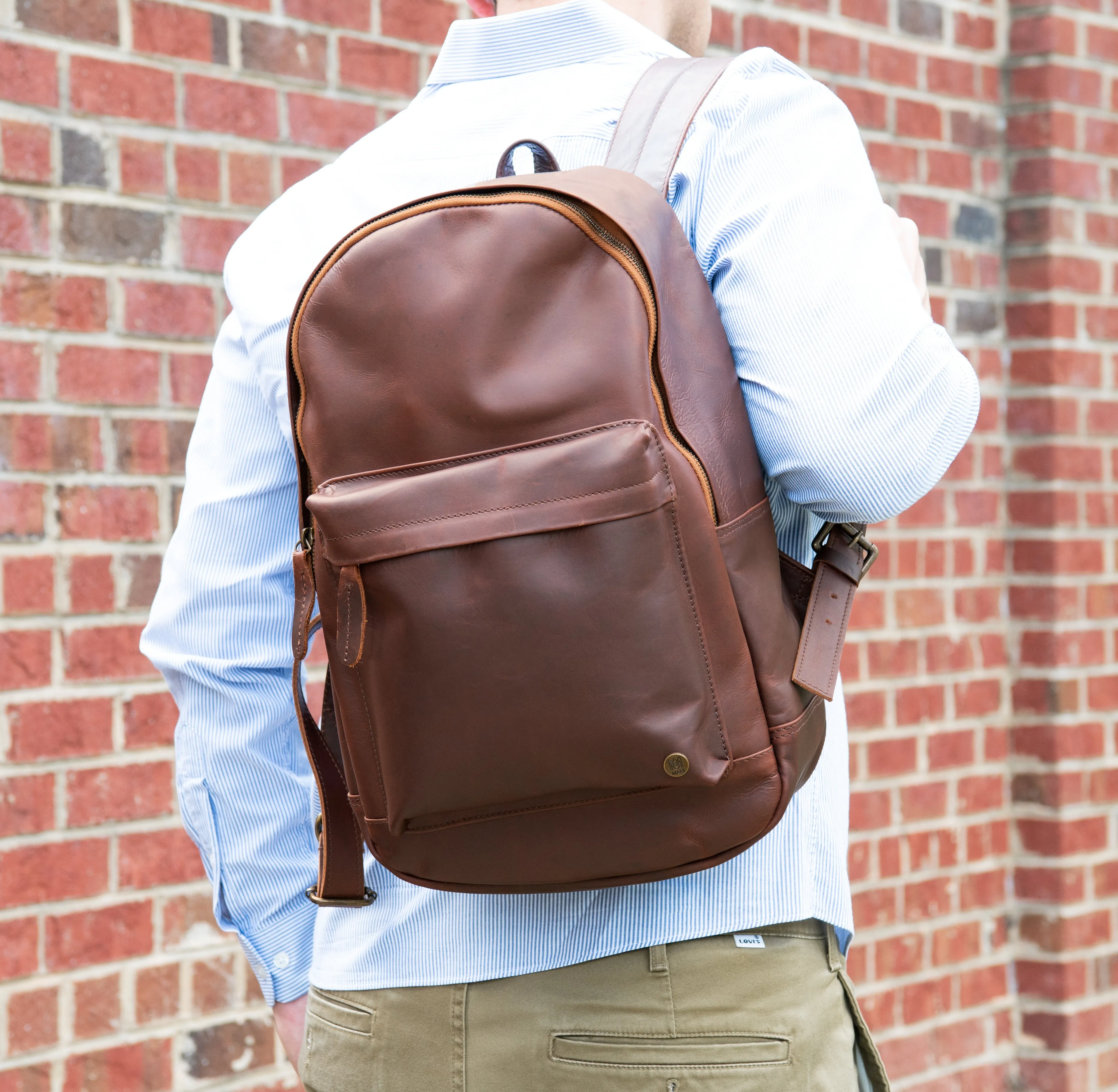 Branded Leather Backpack