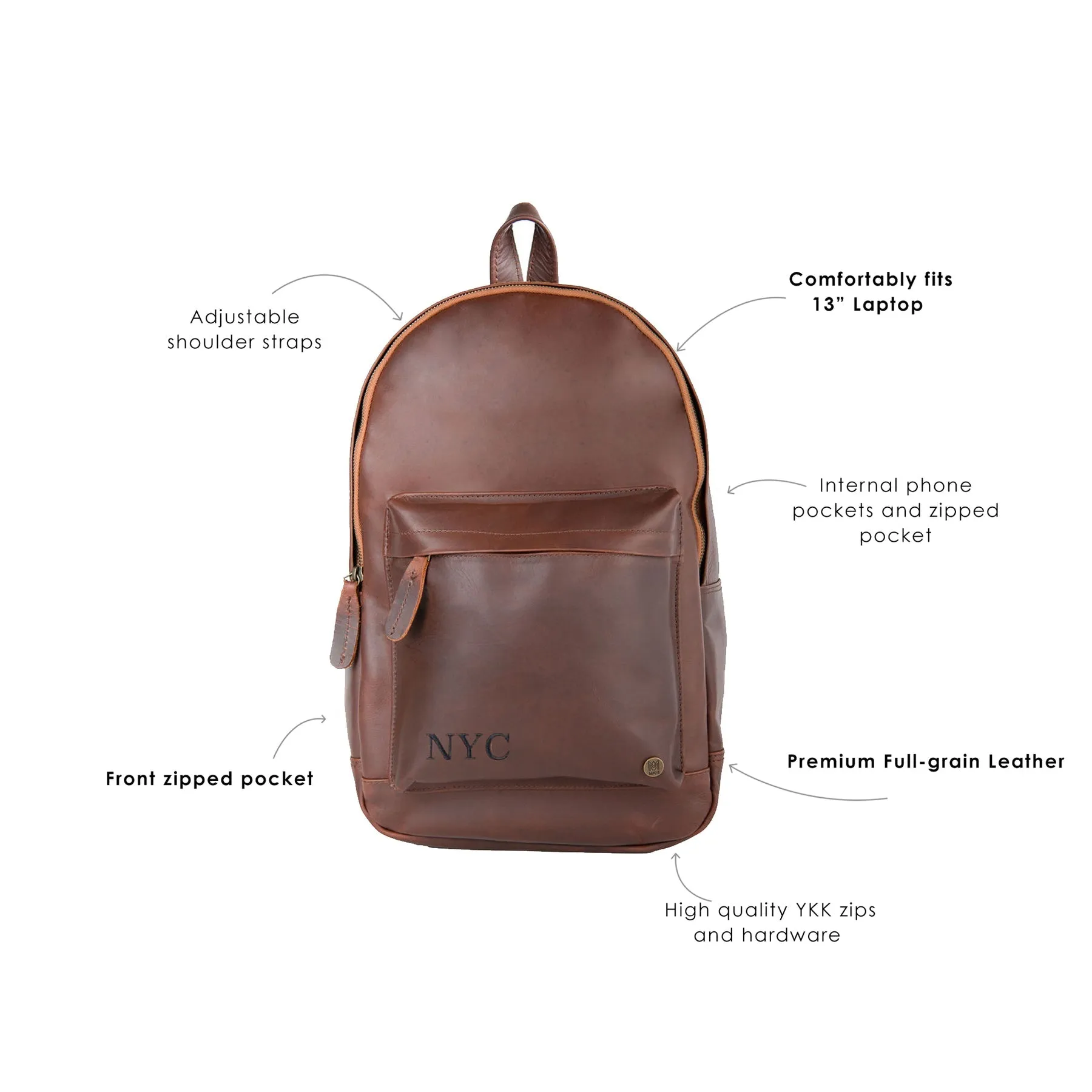 Branded Leather Backpack