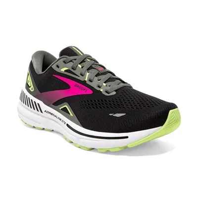 Brooks Women’s Adrenaline GTS 23 Athletic Shoes- Black/Gunmetal/Sharp Green