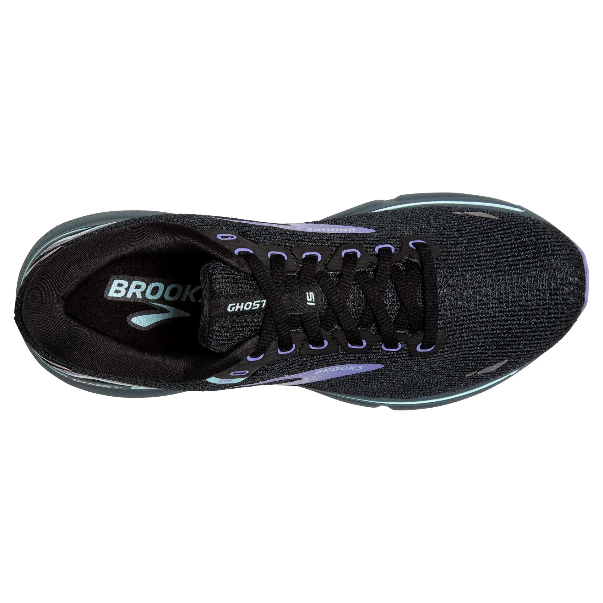 Brooks Women's 120380 011 Ghost 15 Black Jacaranda Salt Cushion Neutral Running Shoes