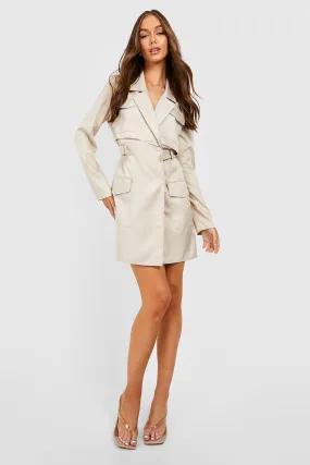 Buckle Woven Blazer Dress