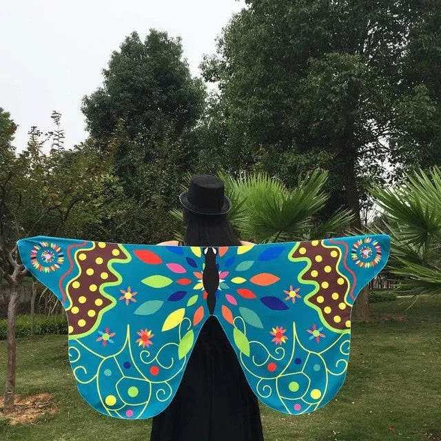 Butterfly Wings Shawl Colorful Printed Ladies Autumn Winter Warm Shawls And Wraps Poncho Feminino Inverno#A11 SM6