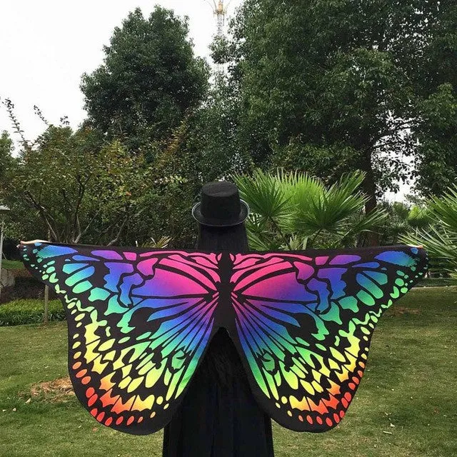 Butterfly Wings Shawl Colorful Printed Ladies Autumn Winter Warm Shawls And Wraps Poncho Feminino Inverno#A11 SM6