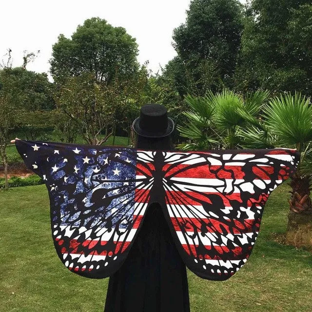 Butterfly Wings Shawl Colorful Printed Ladies Autumn Winter Warm Shawls And Wraps Poncho Feminino Inverno#A11 SM6