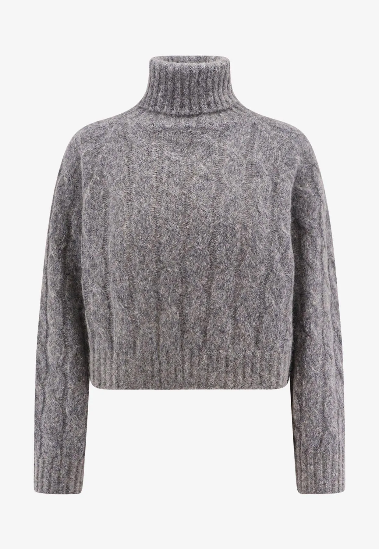 Cable Knit Wool-Blend Turtleneck Sweater