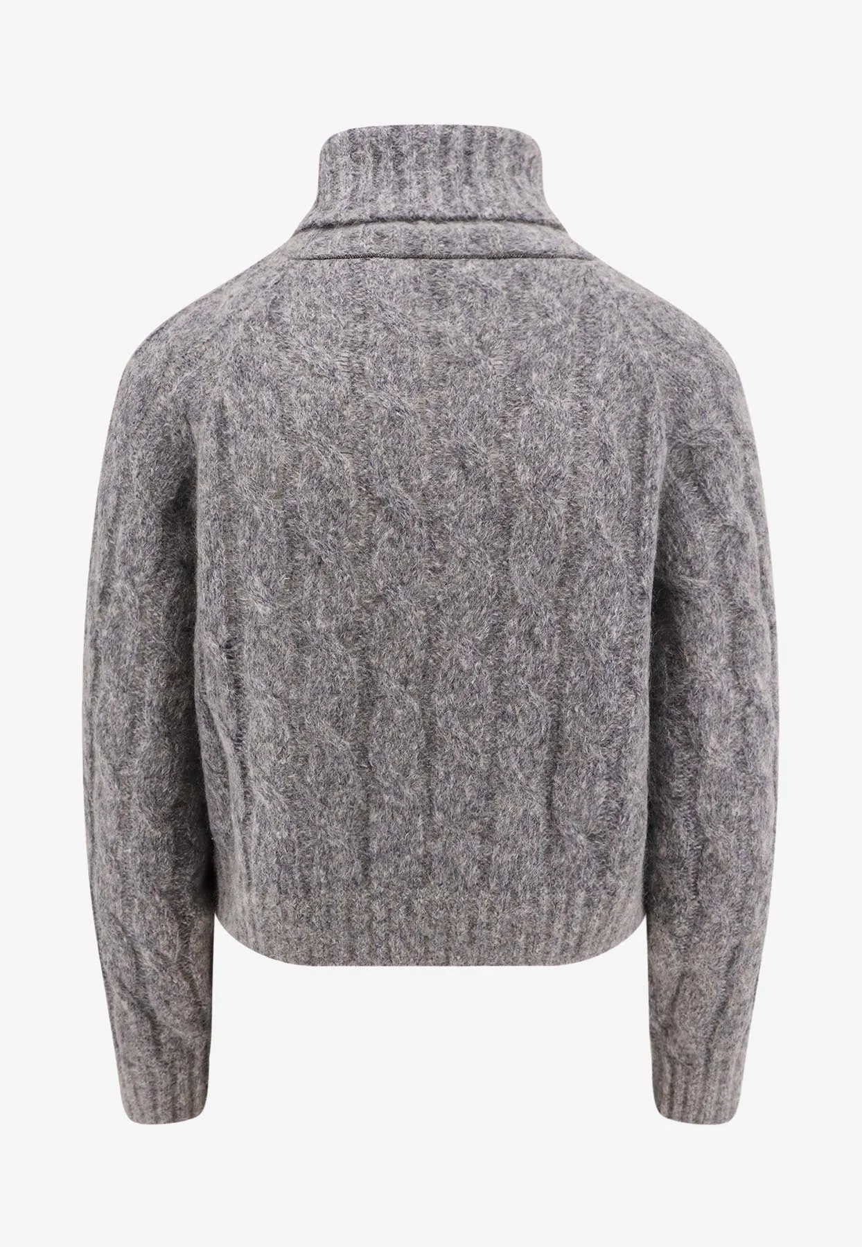 Cable Knit Wool-Blend Turtleneck Sweater