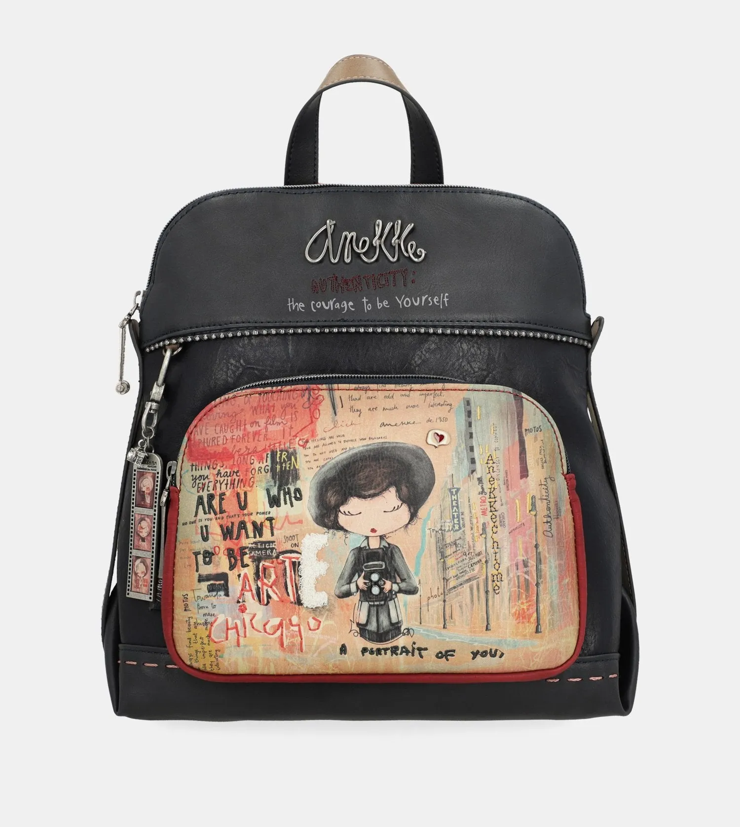 City Art backpack with a front pocket