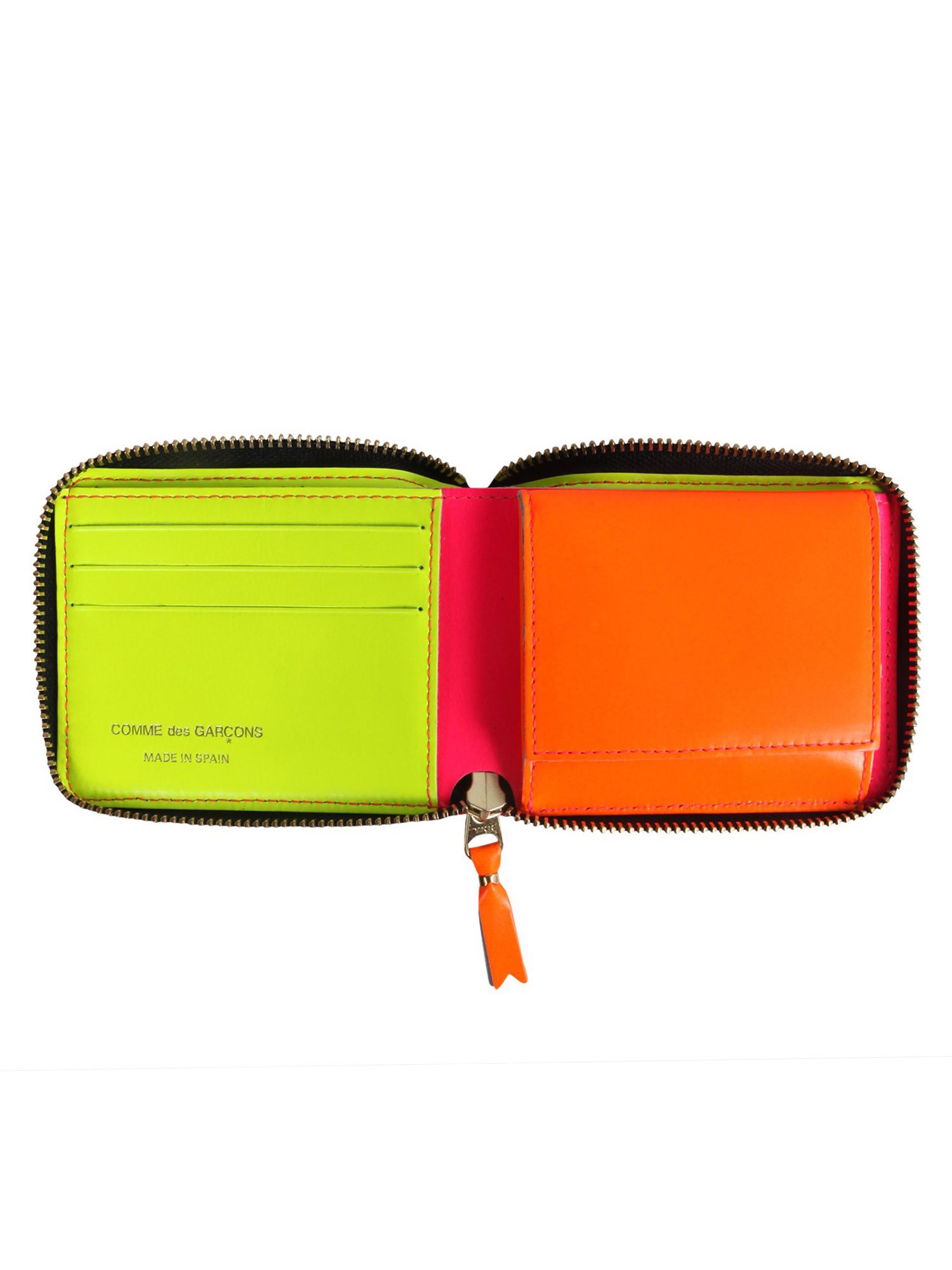 COMME DES GARCONS WALLET    SUPER FLUO LEATHER WALLET WITH ZIPPER