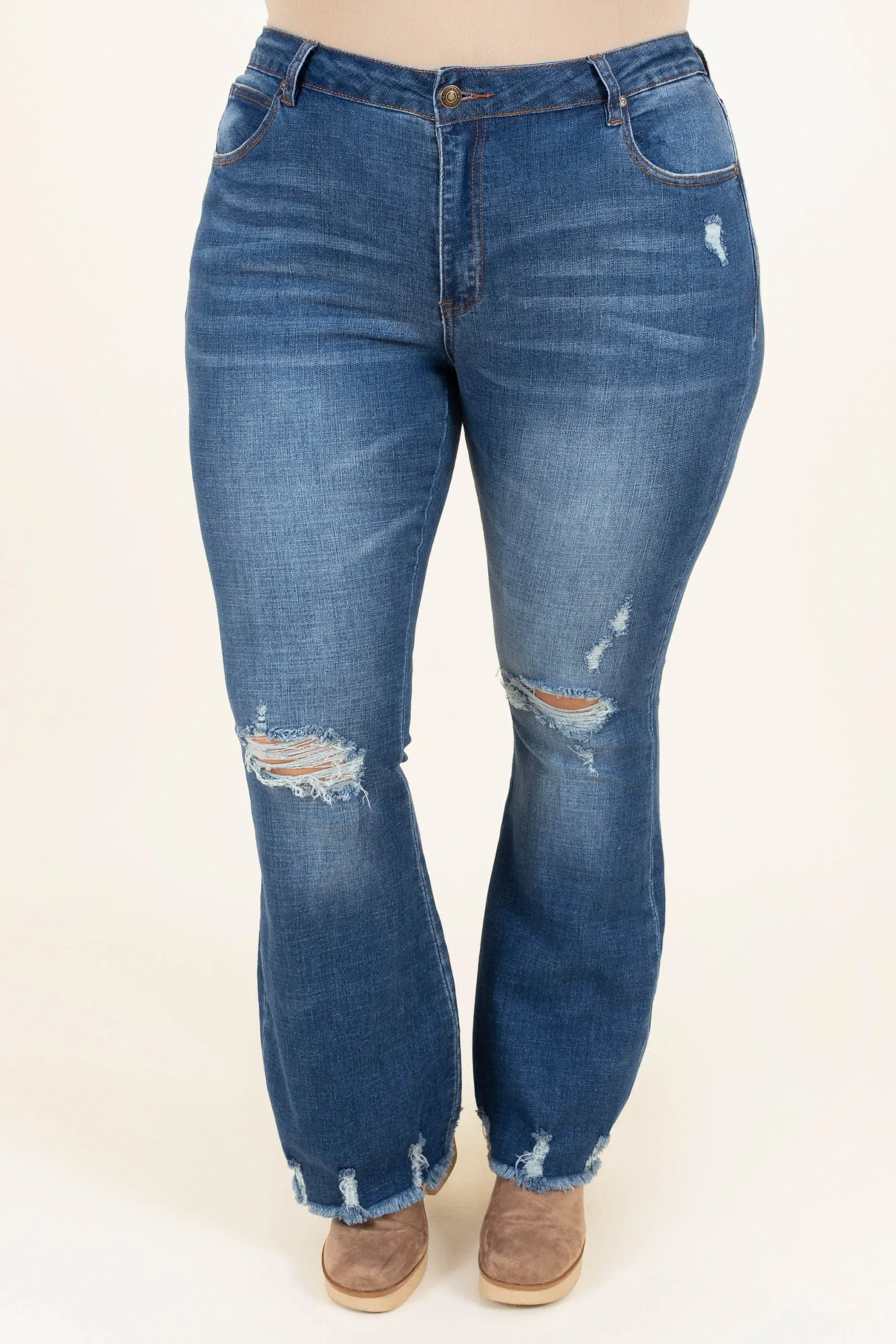 Confident Beauty Flare Jeans, Dark Wash