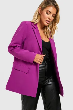 Contrast Button Relaxed Fit Tailored Blazer