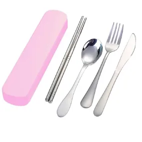 Dinnerware Chopsticks Fork Spoon Knife Travel Cutlery Set 4Pcs Set