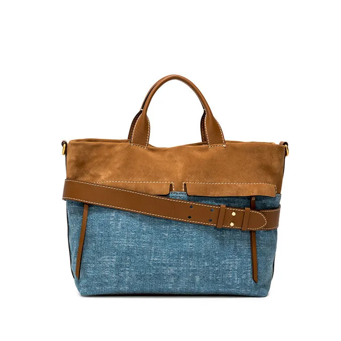 DUNA SUEDE DENIM HANDBAG Woman Leather