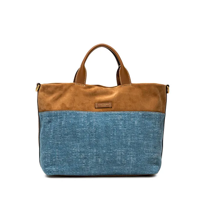 DUNA SUEDE DENIM HANDBAG Woman Leather