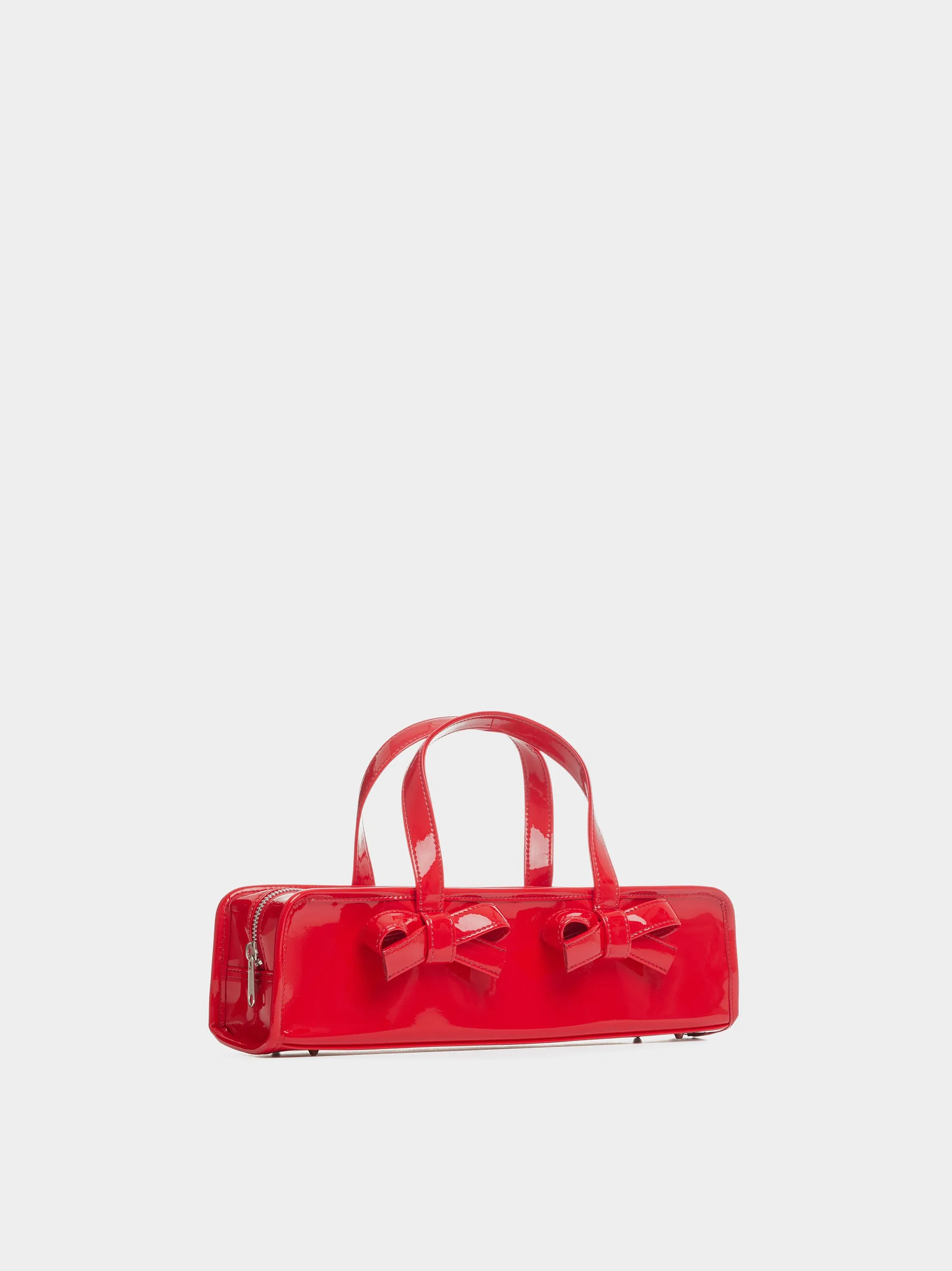 Elongated Leather Tote Bag, Red