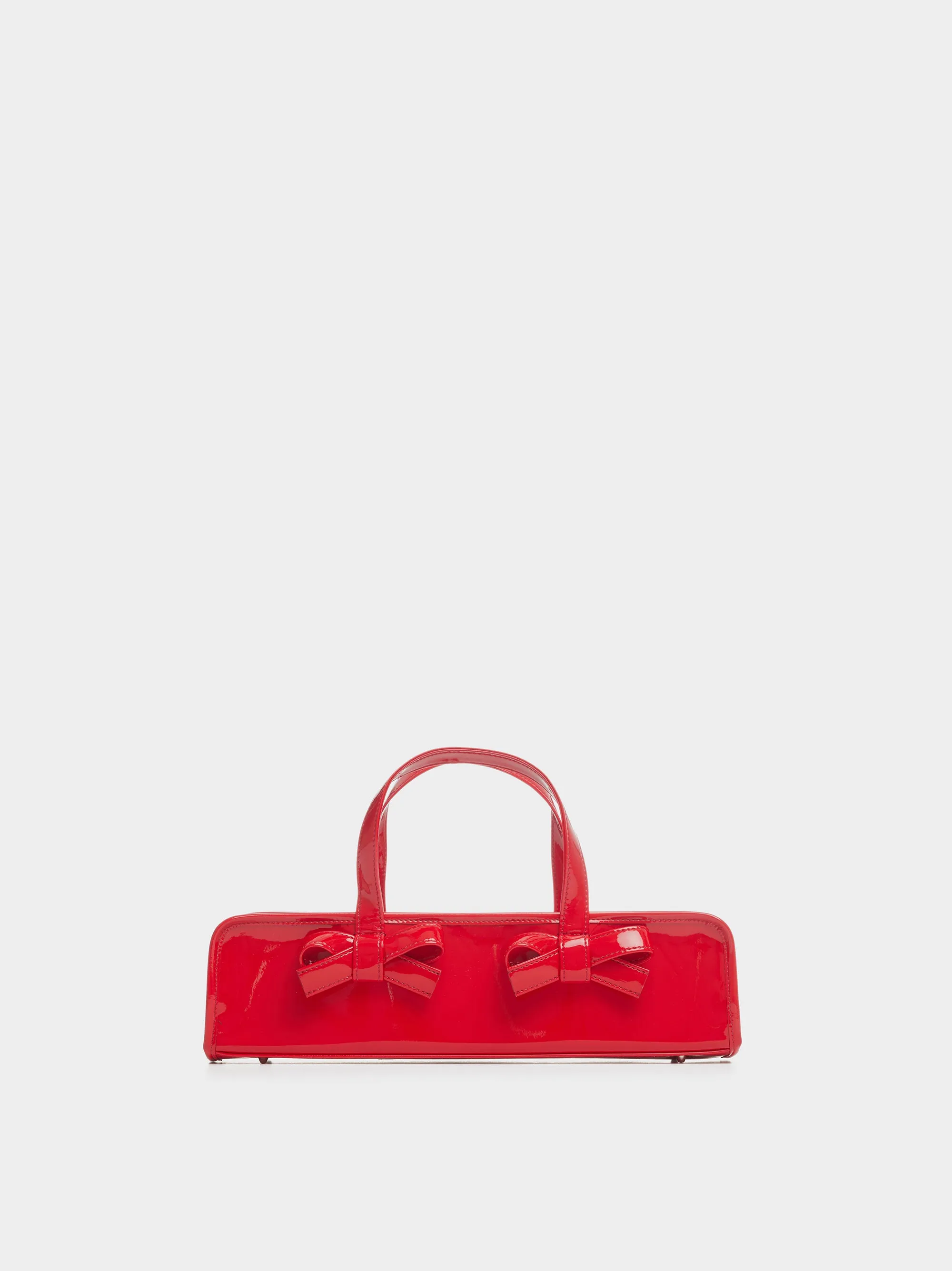 Elongated Leather Tote Bag, Red