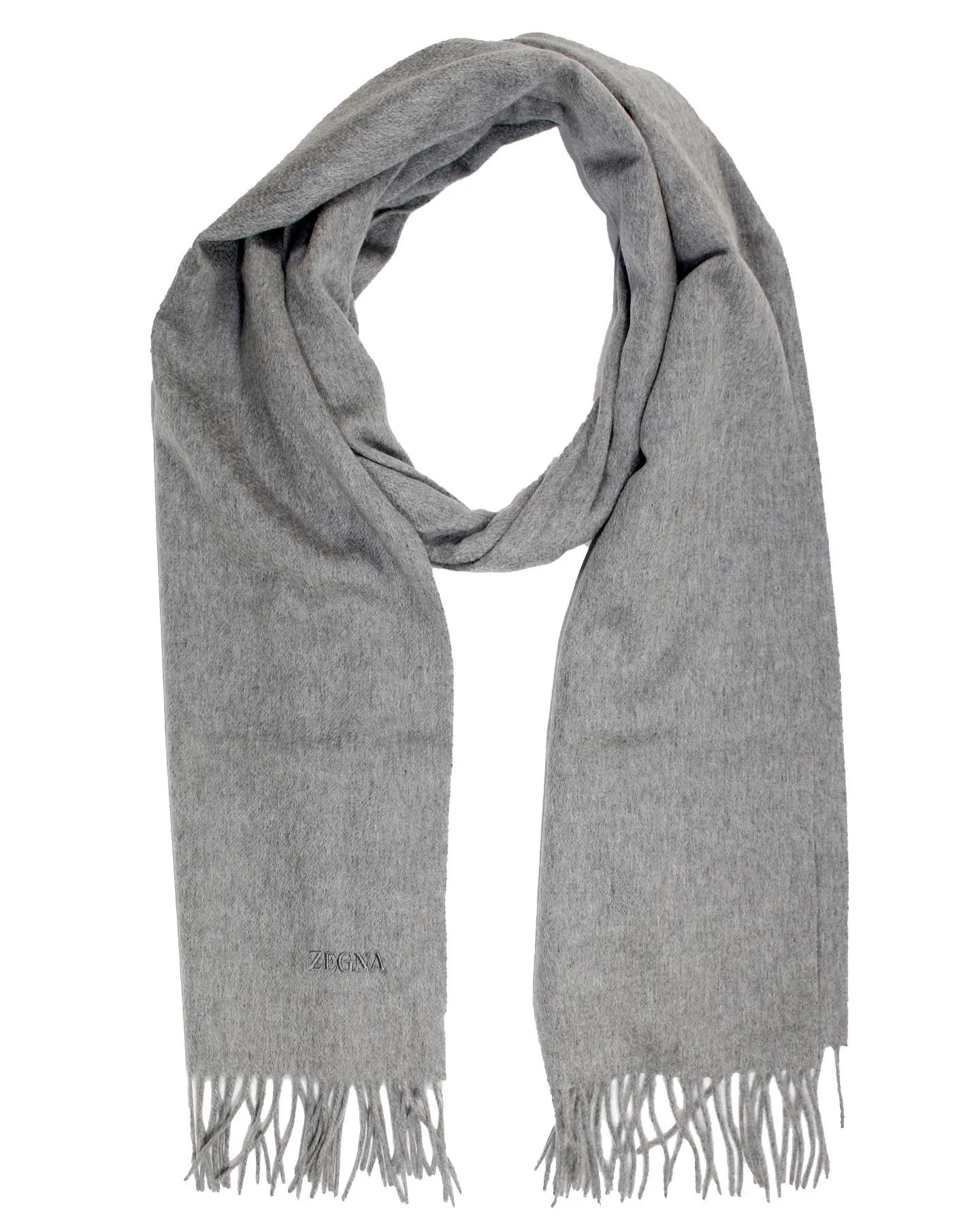 Ermenegildo Zegna Cashmere Scarf Gray Oasi SALE